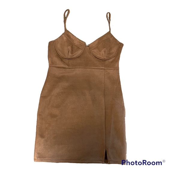 Papaya Dresses & Skirts - Papaya NEW Brown Faux Suede Underwire Bra Shapewear Dress Size Large